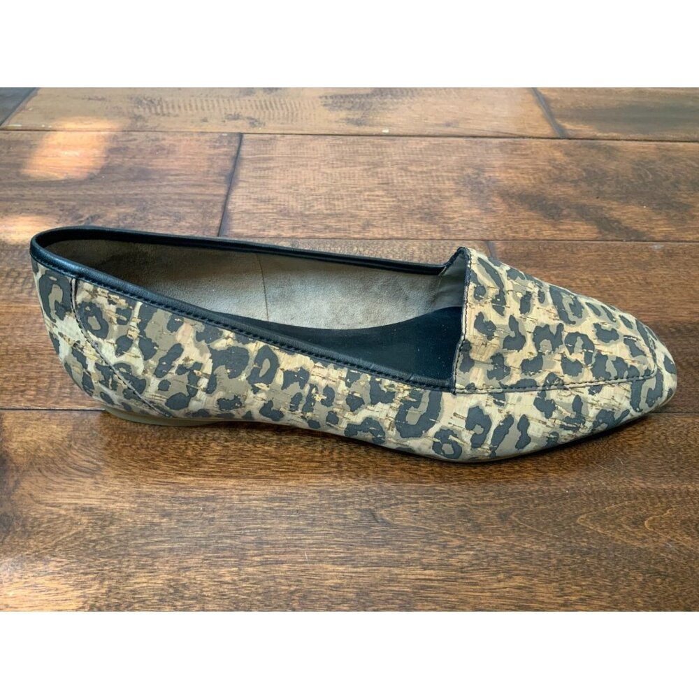 Donald Pliner DeeDee Brown Leopard Print Cork Square Toed Flats Loafers Size 6.5